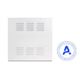 White wall-mounted panel with ventilation slots and a blue circular logo on the right.