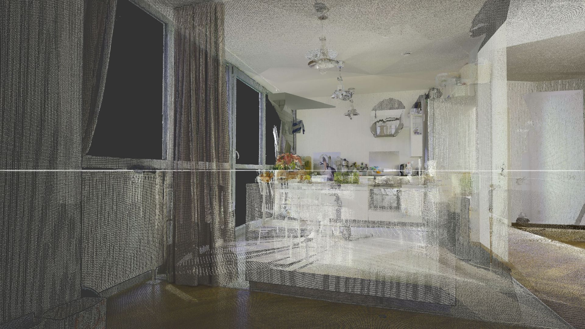 Point cloud and 3D model of a modern apartment