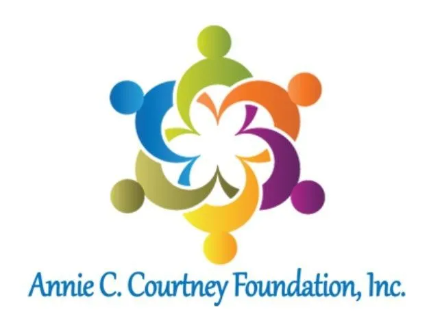 Logo of the Annie C. Courtney Foundation: Colorful interconnected figures forming a circle. Text