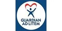 Logo: White circle with blue border. A person-like figure with arms up under a red heart. Text reads