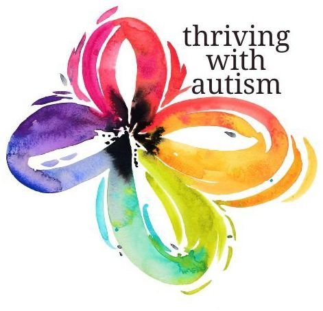 Thriving with Autism A colorful flower with the words thriving with autism written below it