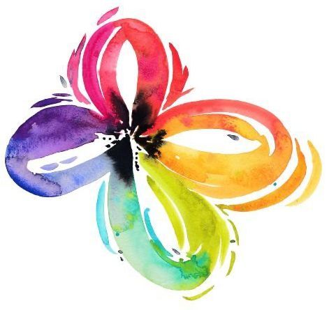 A watercolor painting of a colorful flower on a white background