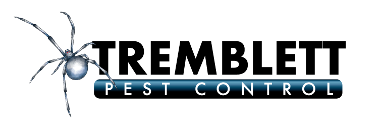 The tremblatt pest control logo has a spider on it
