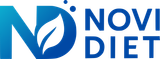 Logo Novi Diet bleu avec icône « N » stylisée et texte en gras sur fond blanc