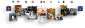 Collage of framed family photos and memories arranged across a white wall