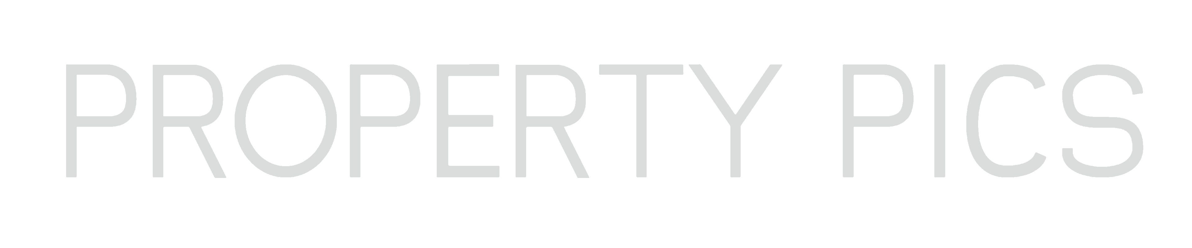 A logo for property pics with a house on it