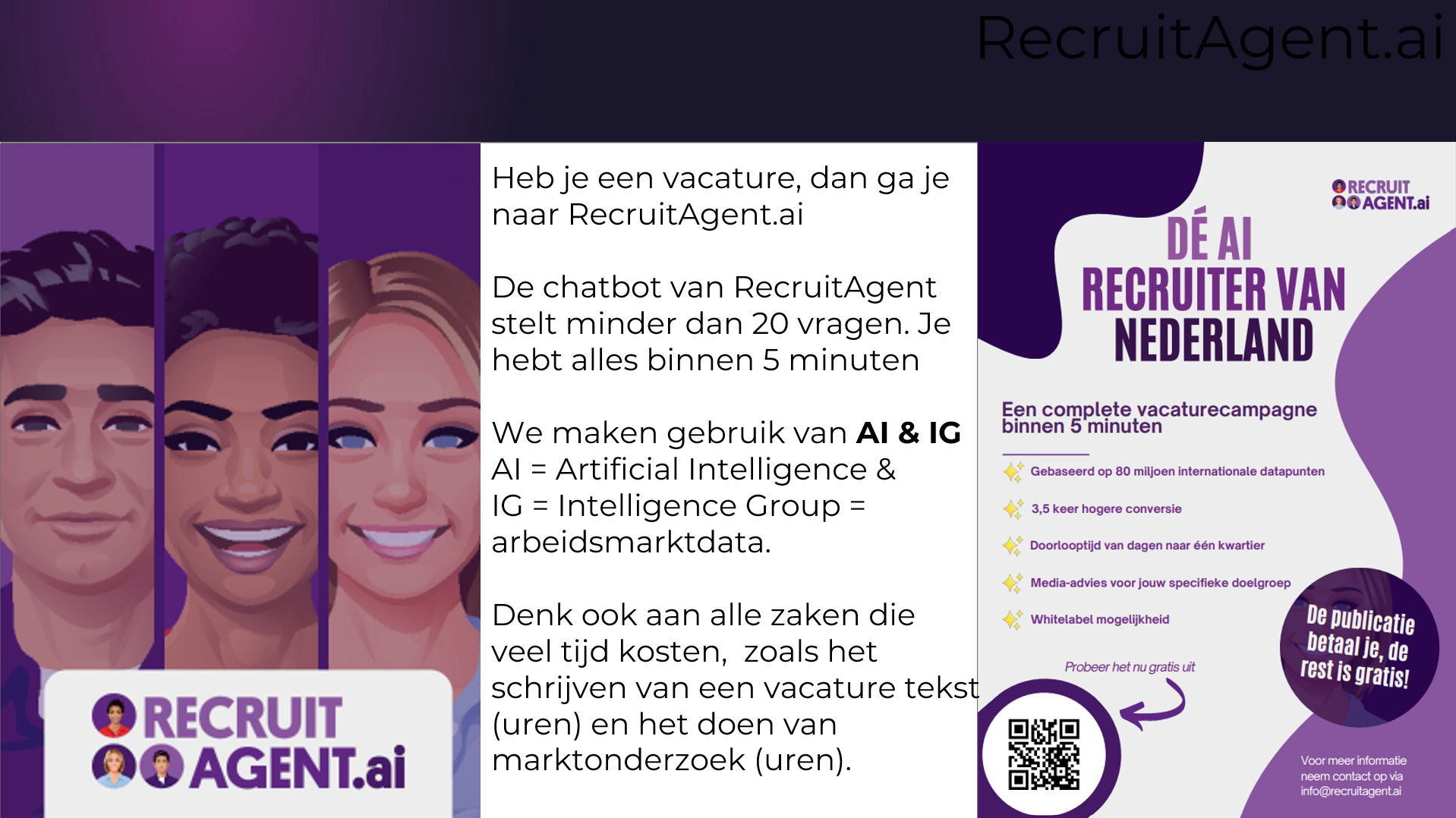 Een paarse brochure met een foto van een man en een vrouw erop.