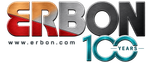 Logo ERBON con le scritte &ldquo;www.erbon.com&rdquo; e &ldquo;10 years&rdquo; in rosso, grigio e blu.