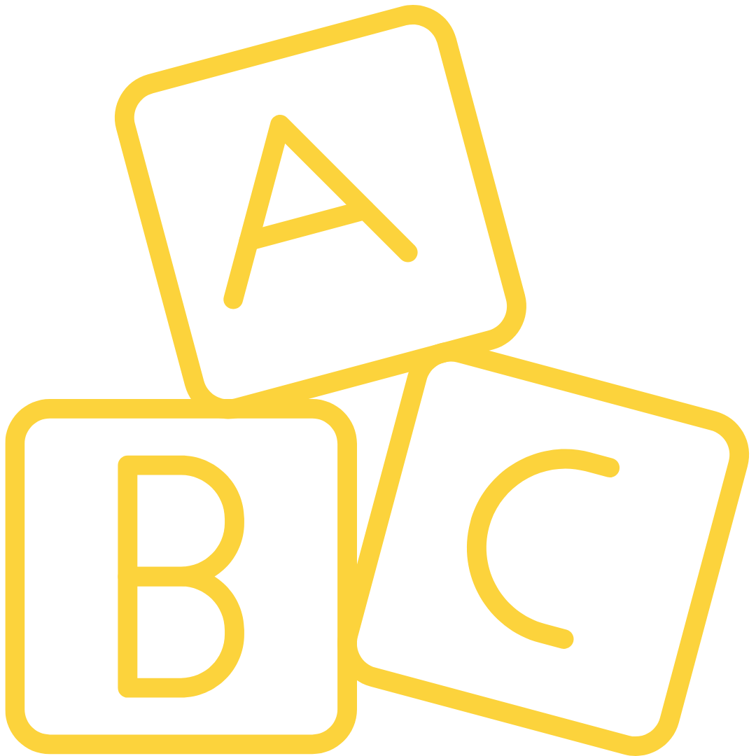 Yellow blocks stacked with letters A, B, and C.
