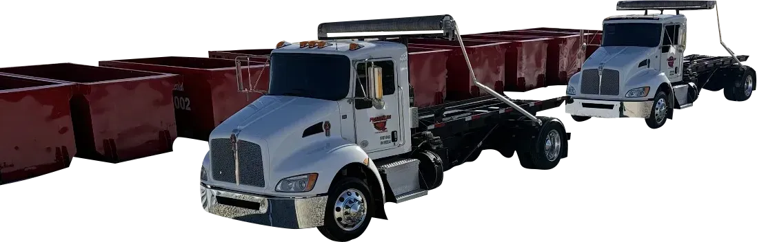 Platinum Dumpster Rentals red roll off dumpster delivered in a Denver, CO driveway