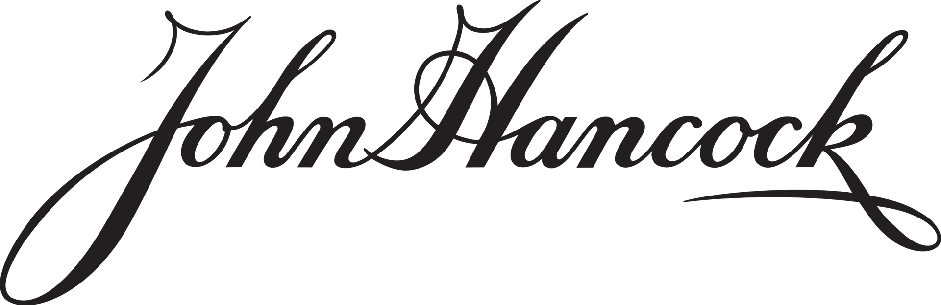 A black and white drawing of the name john hancock on a white background.