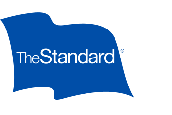 A blue flag with the standard logo on it