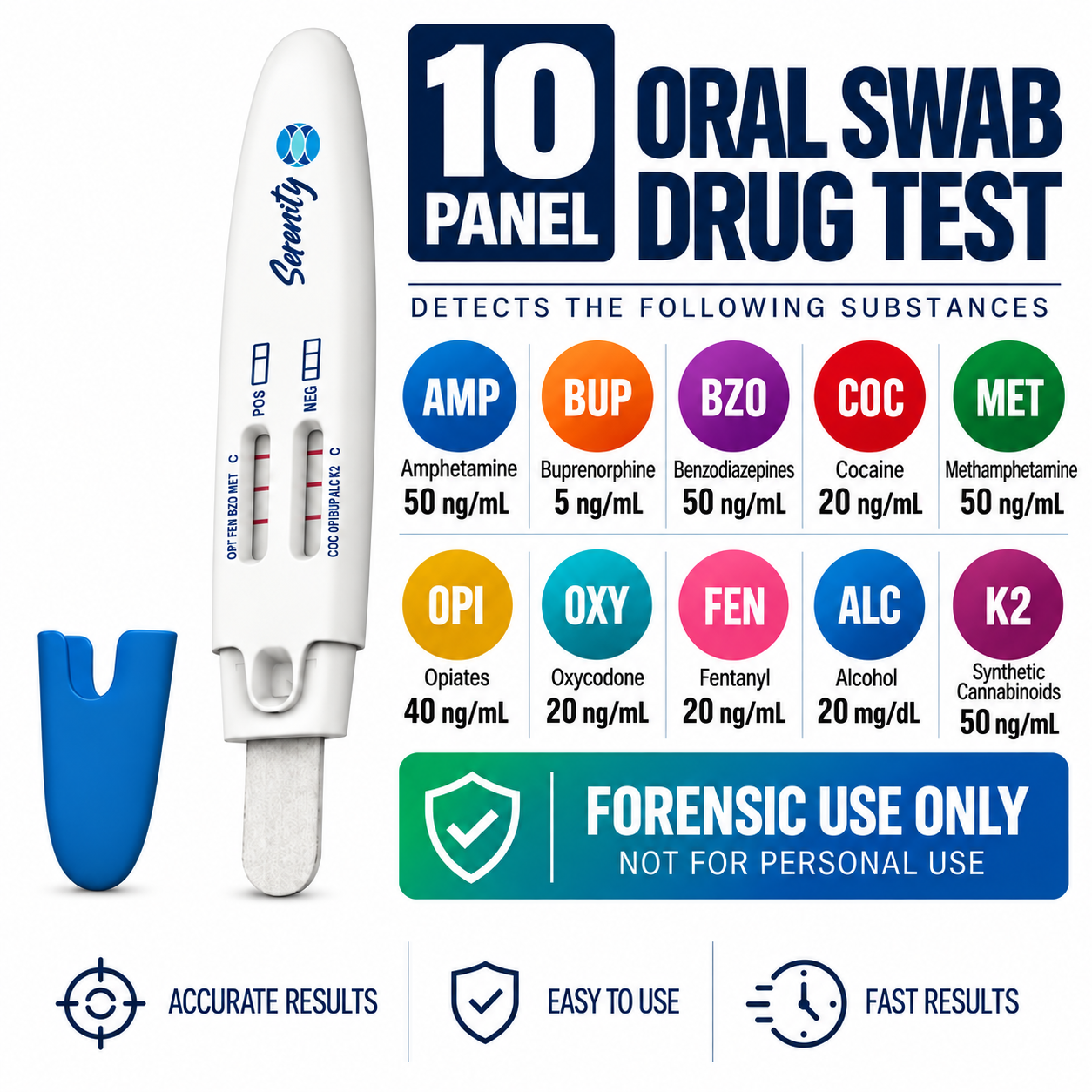 10 Panel Oral Saliva Drug Test with K2 and ALC
