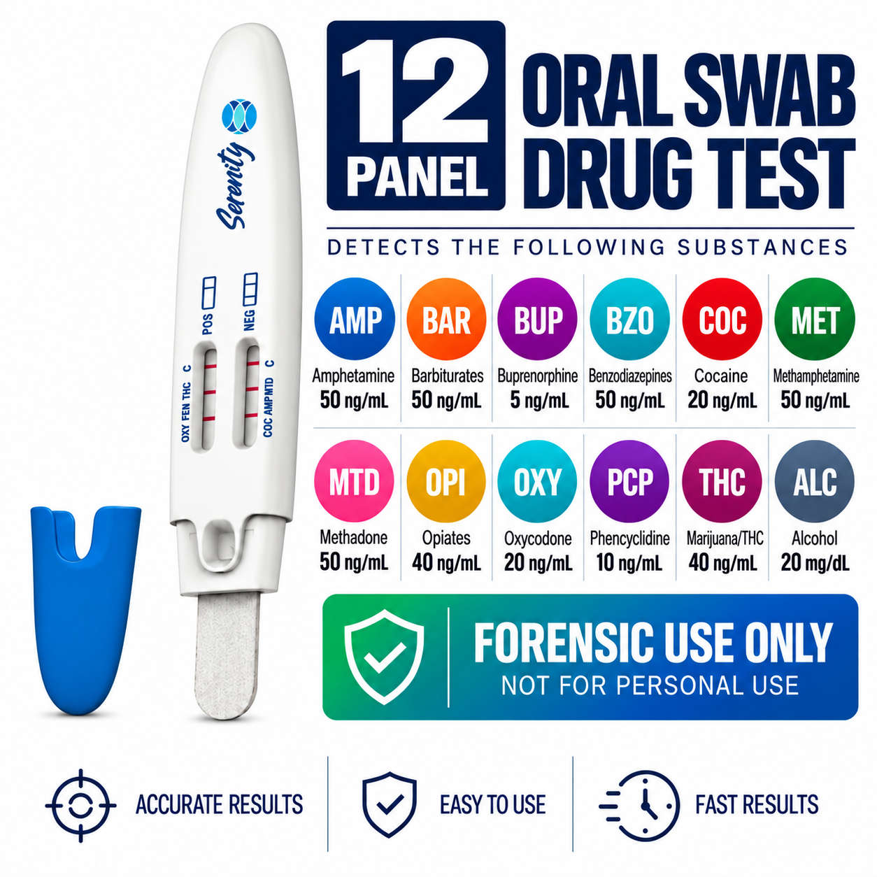 12 Panel Oral Swab Drug Test with ALC