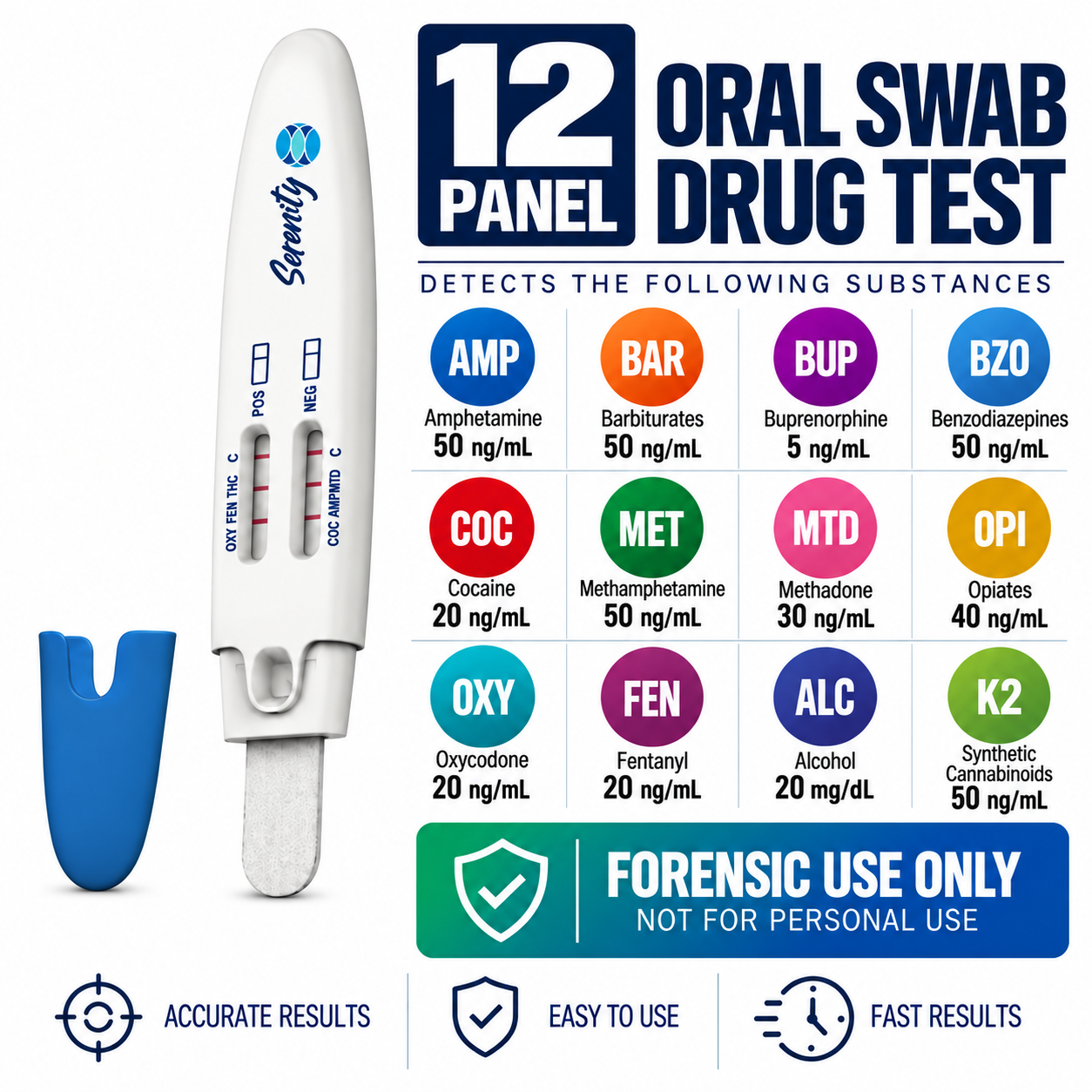 12 Panel Saliva Test with K2 ALC & FEN