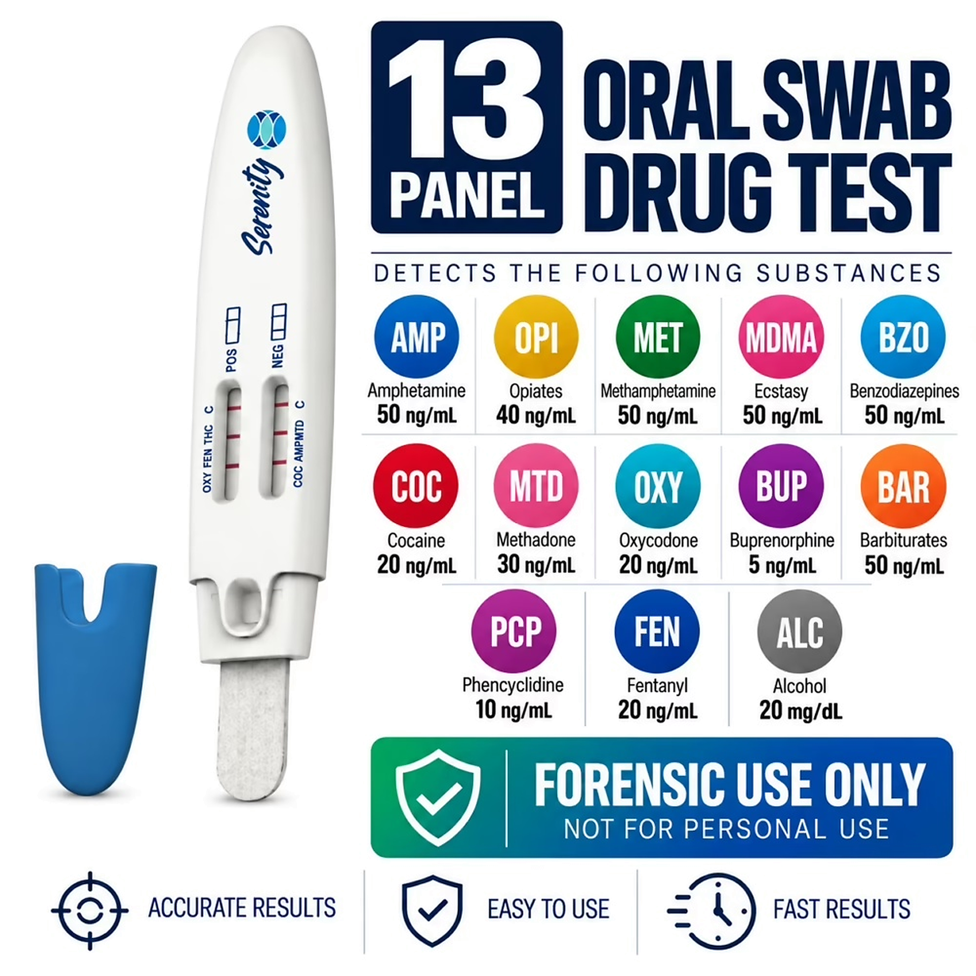 13 Panel Saliva Swab Test with ALC & FEN