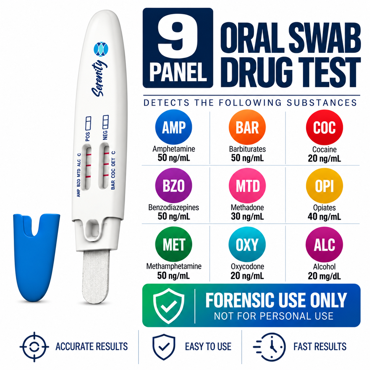 9 Panel Oral Saliva Drug Test with ALC