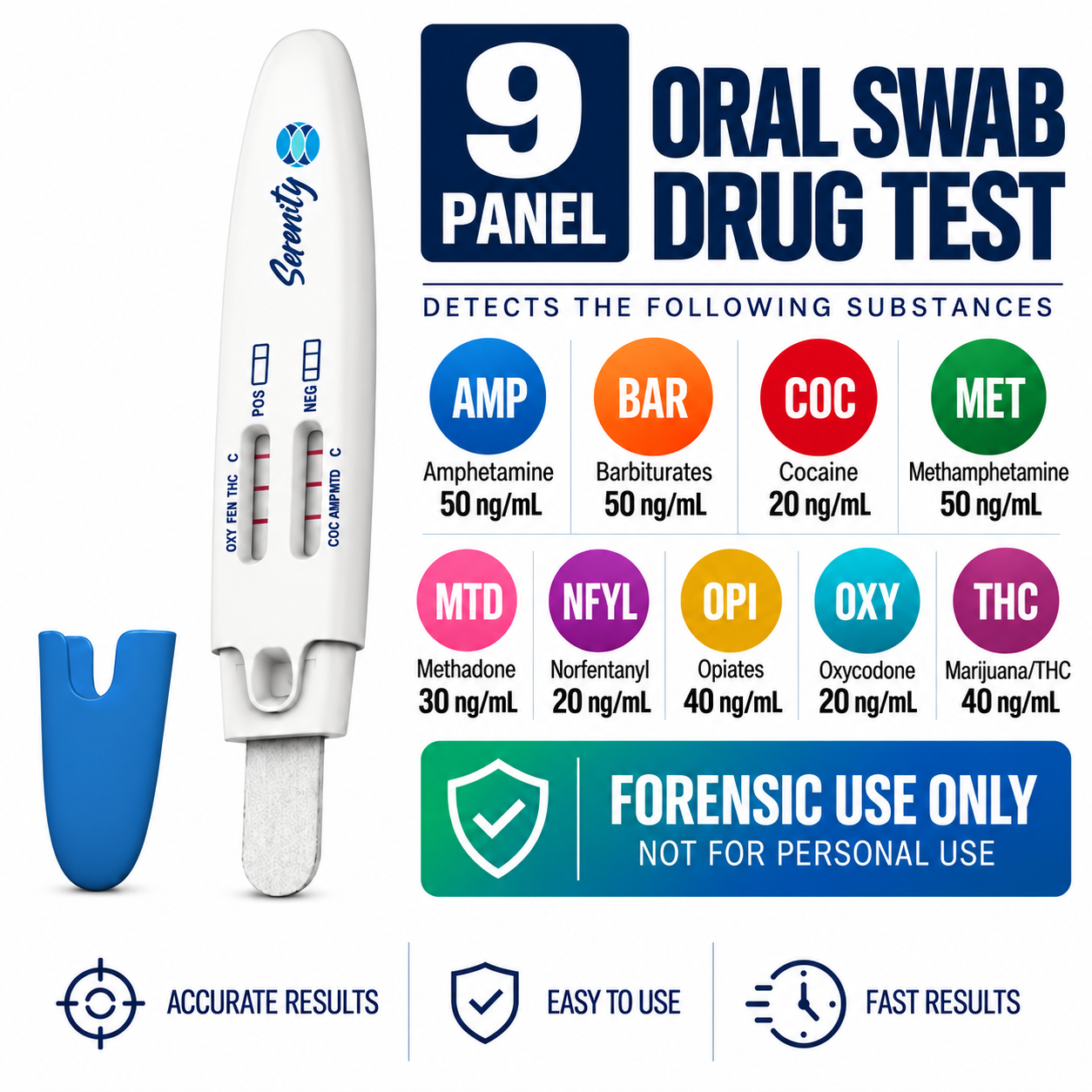 9 Panel Oral Swab Drug Test with FEN & THC