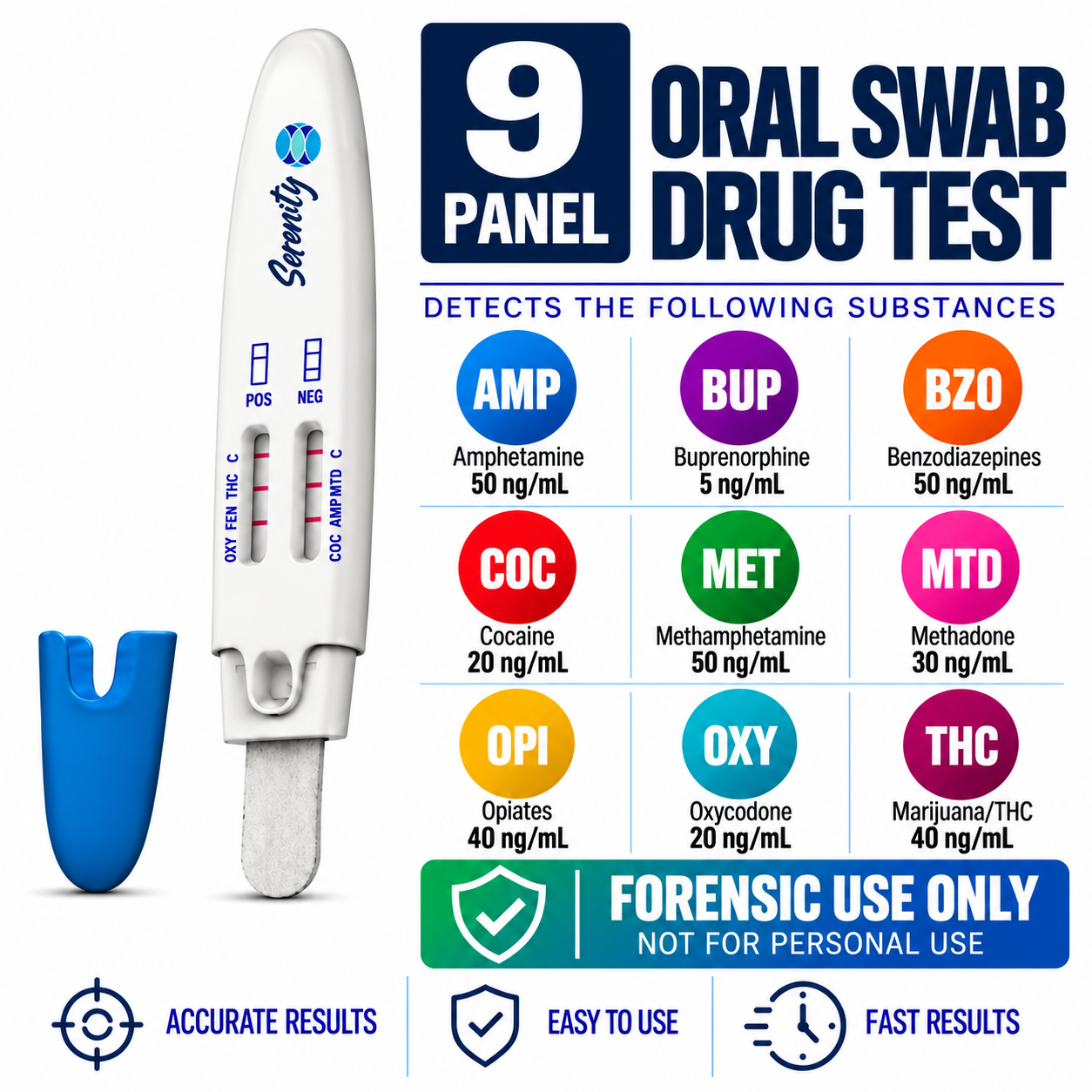 9 Panel Oral Swab Drug Test with THC