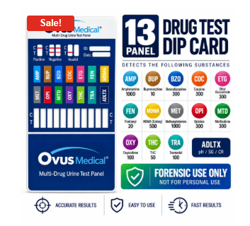 13 Panel Drug Test Dip Card with TRA, OPI, ETG & FEN