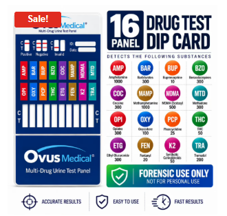 16 Panel Drug Test Dip Card with K2, ETG & FEN