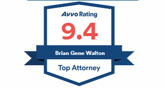 Avvo rating badge: 9.4 for Brian Gene Walton, labeled Top Attorney