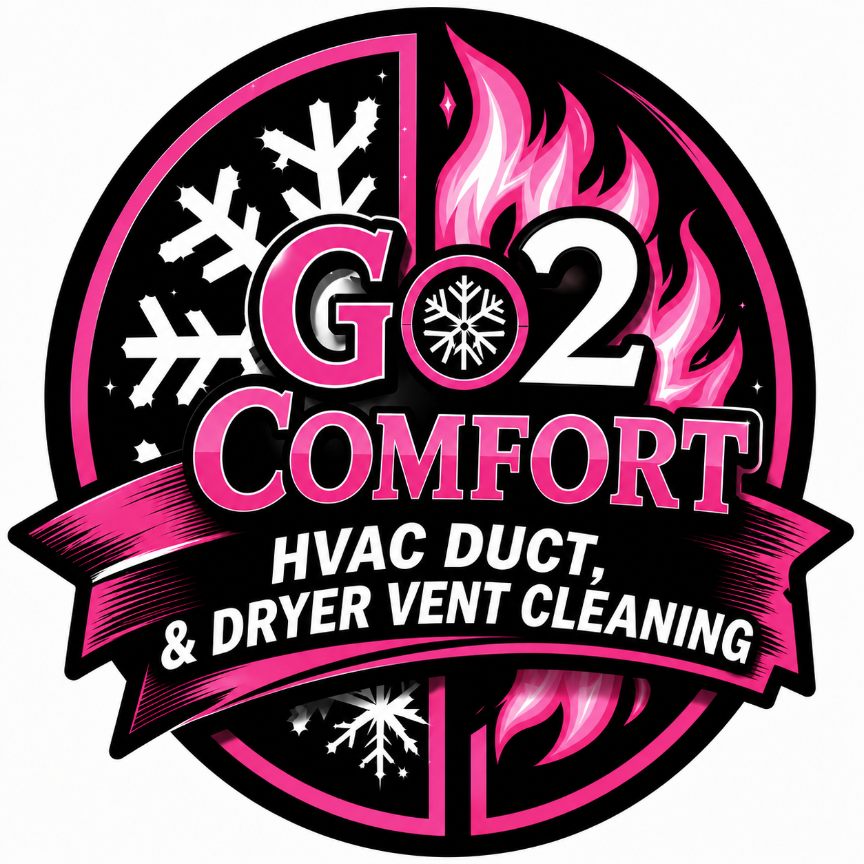 Logo for Go 2 Comfort featuring a snowflake and sun icon inside a red and blue circle, with text in red, black, and blue.