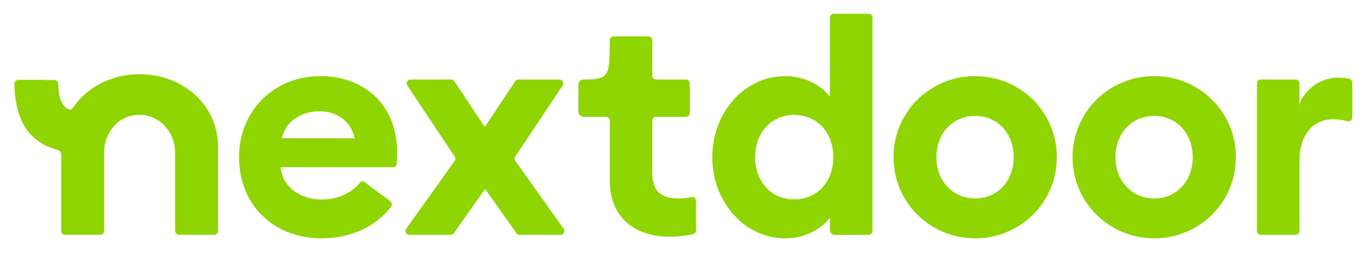 The lime green Nextdoor logo featuring lowercase, sans-serif typography.