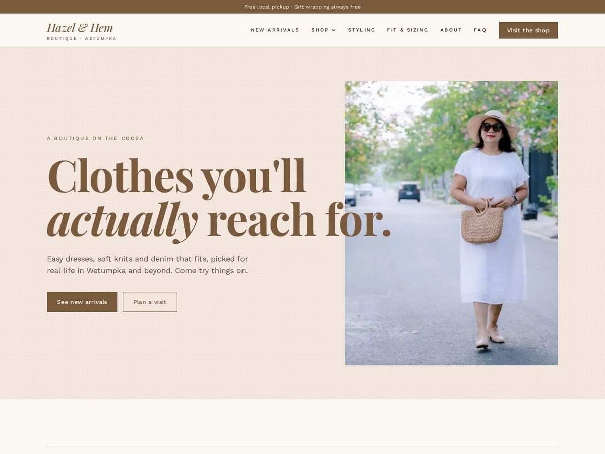 Threads demo site home page for Clothing Boutiques