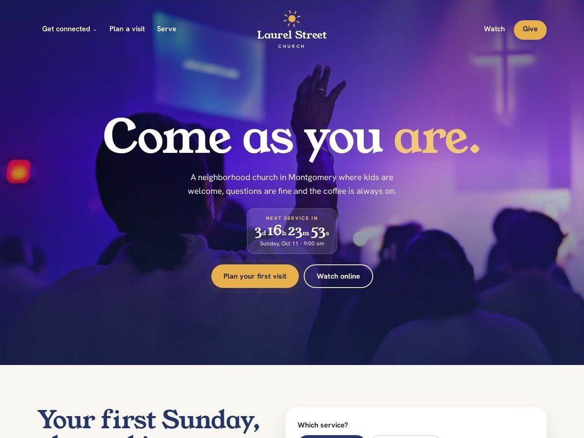 Gathering demo site home page for Churches & Nonprofits