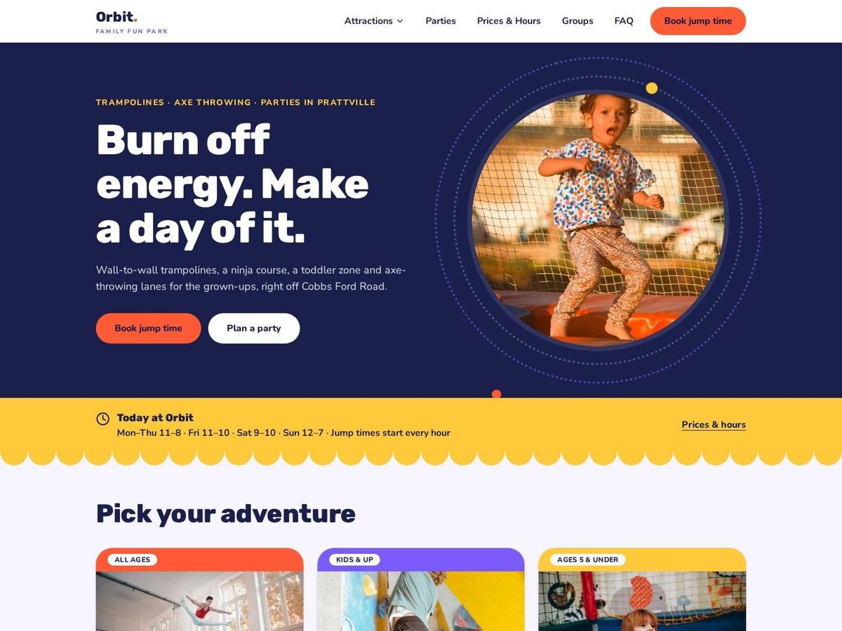 Play Day demo site home page for Family Entertainment
