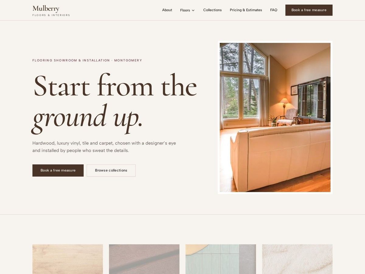 Underfoot demo site home page for Flooring & Interiors