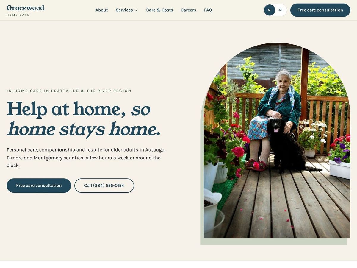 Homeward demo site home page for Home Care & Senior Care