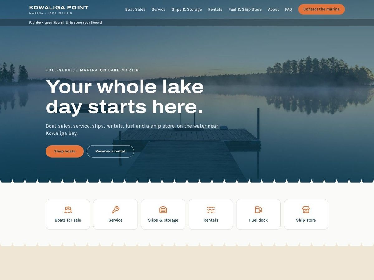 Dockside demo site home page for Marinas & Boat Dealers