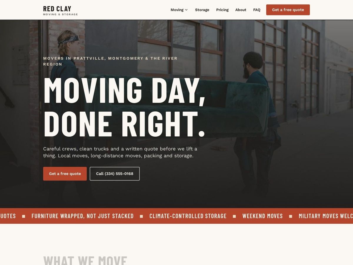Haul demo site home page for Moving & Storage