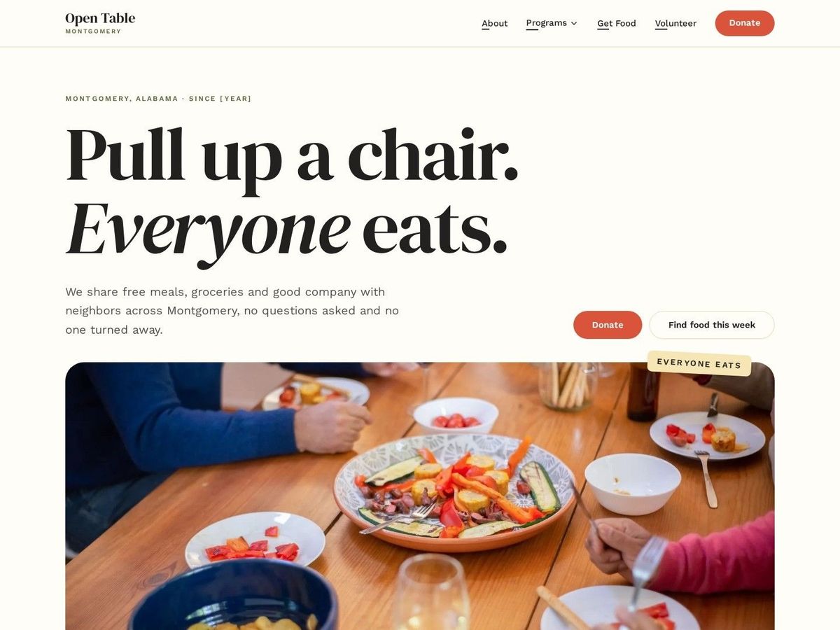 Open Door demo site home page for Nonprofits
