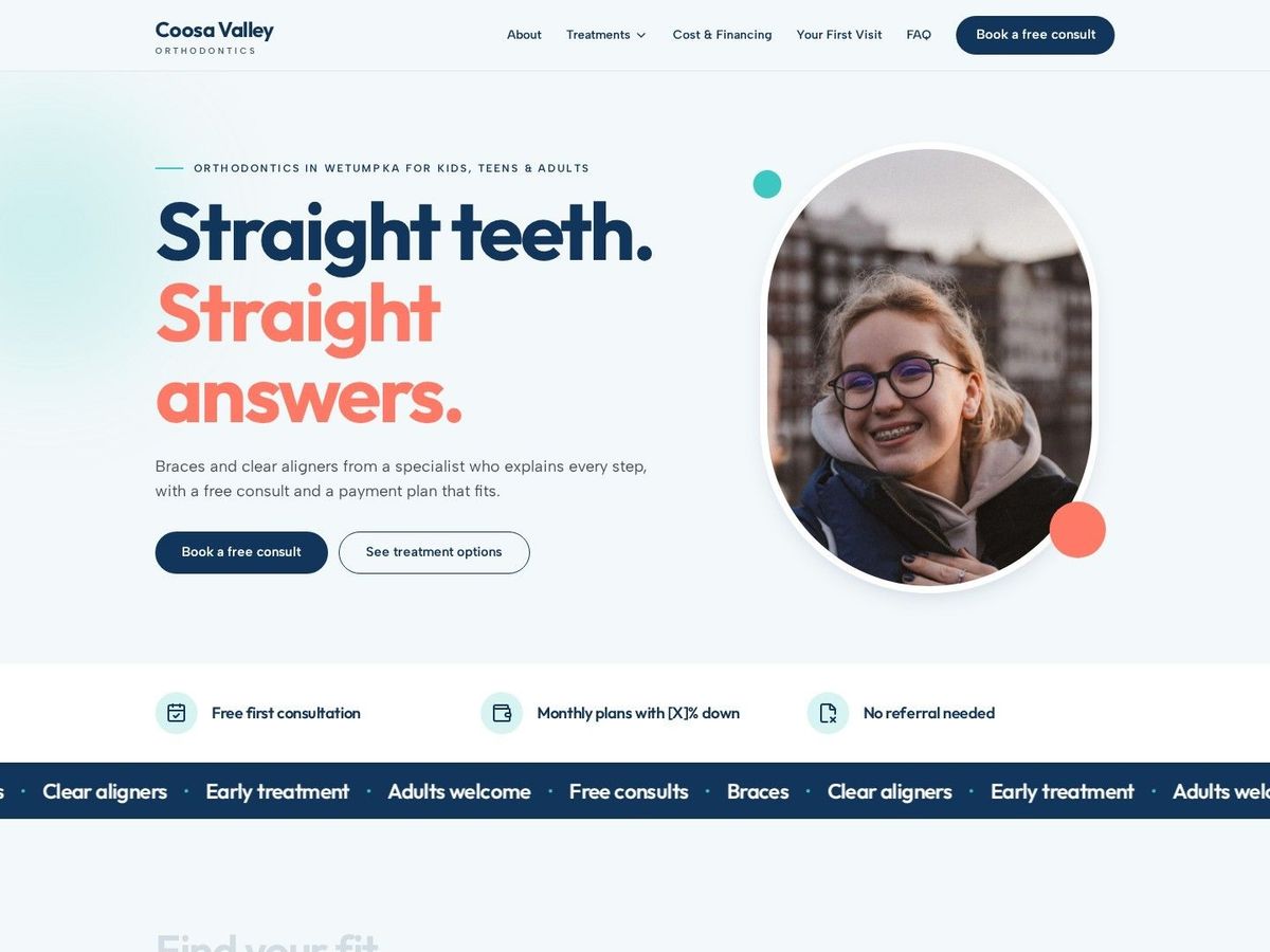 Bright Smile demo site home page for Orthodontics