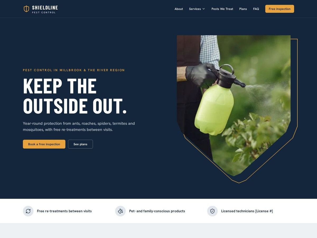 Sentinel demo site home page for Pest Control