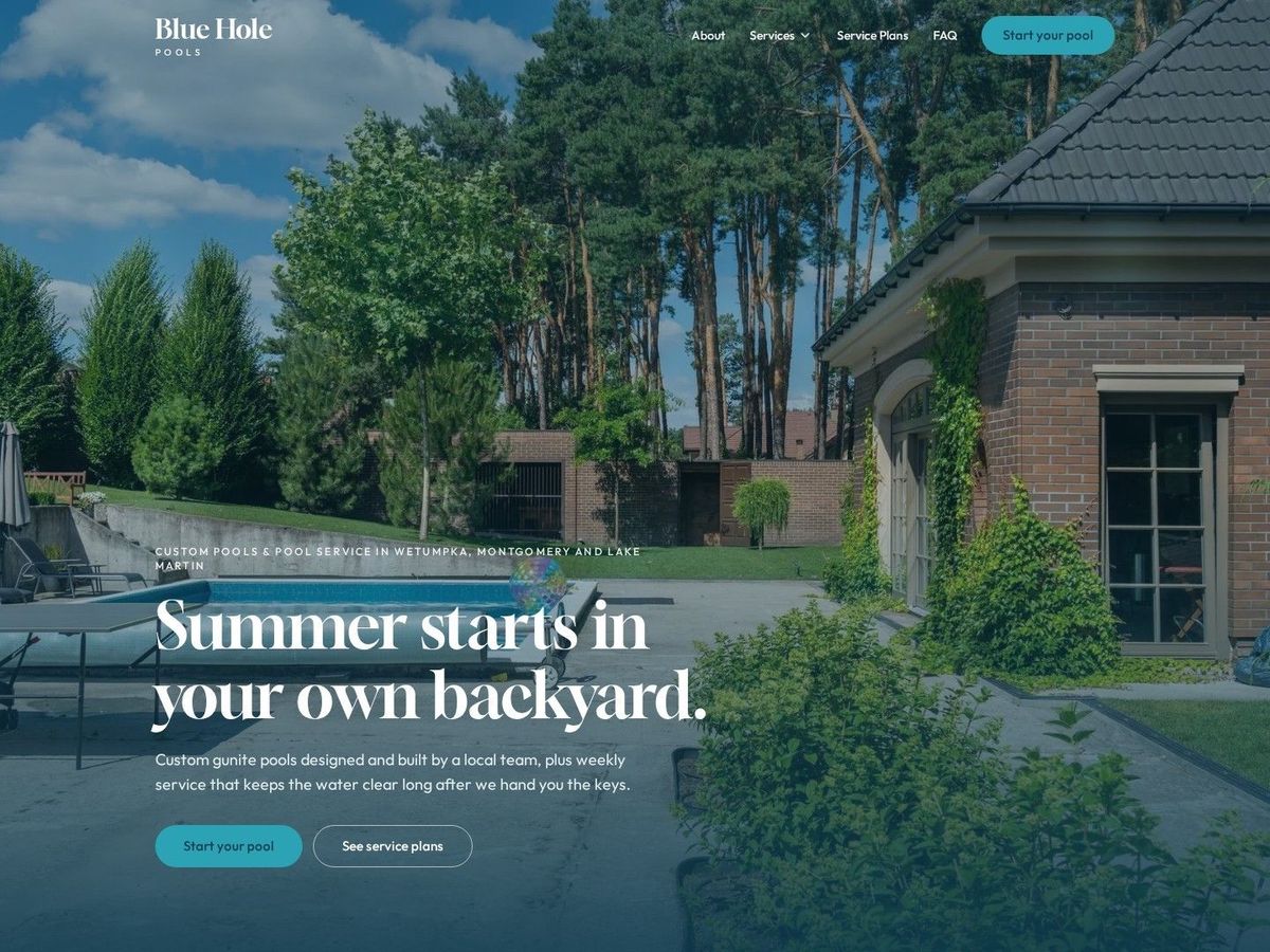 Deep End demo site home page for Pools & Spas