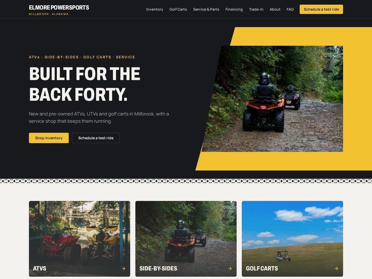 Trailhead demo site home page for Powersports