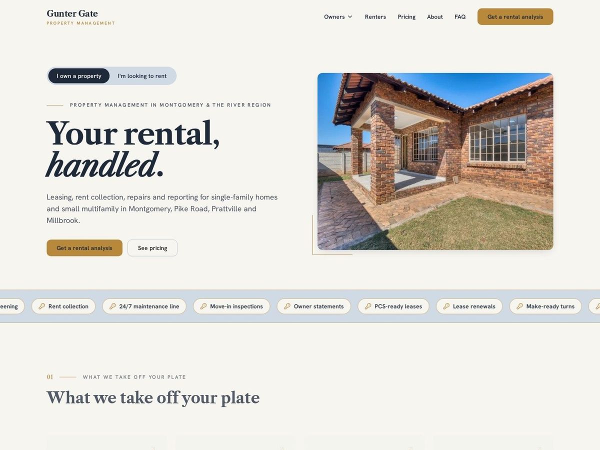 Turnkey demo site home page for Property Management