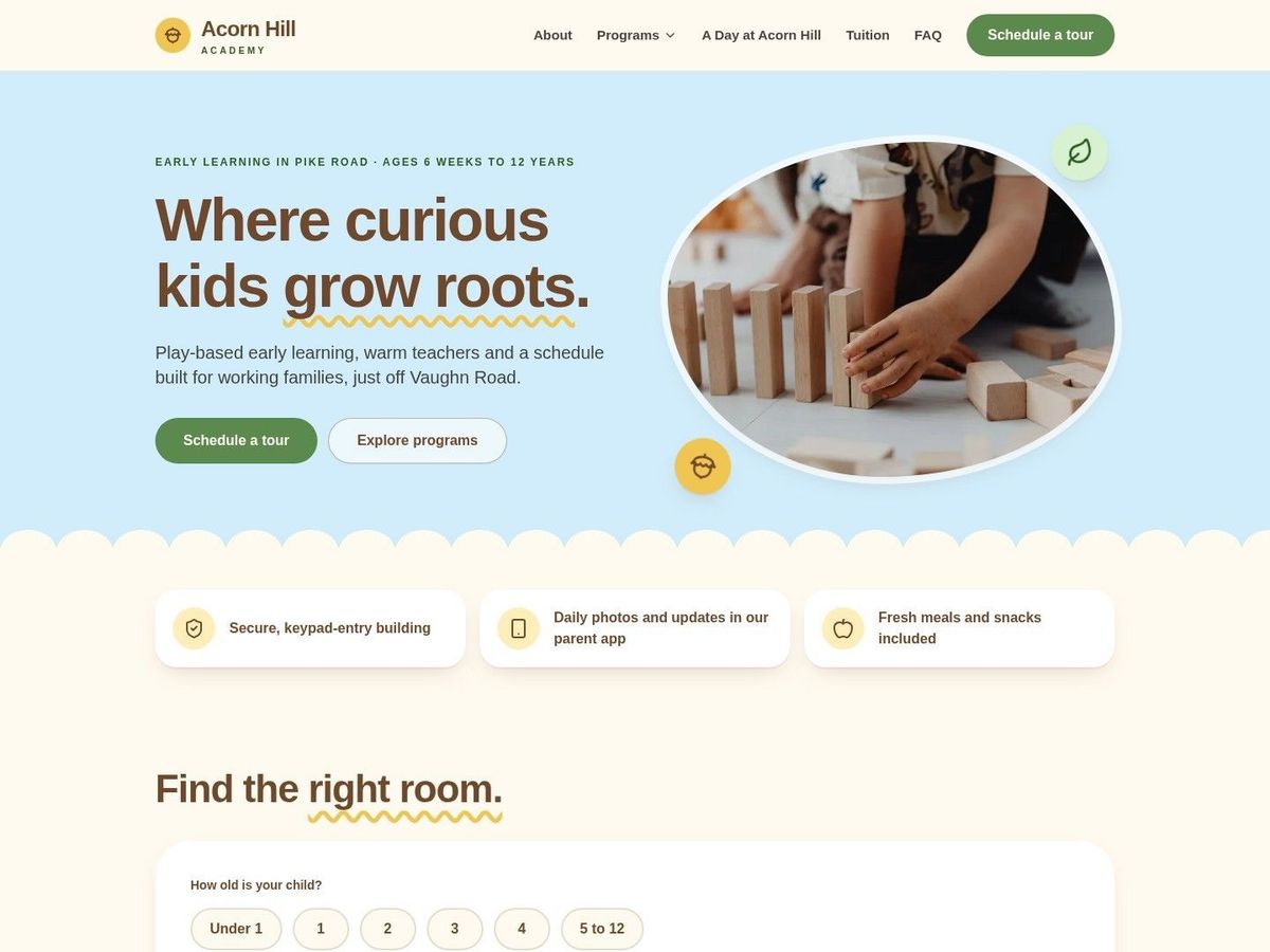 Little Learners demo site home page for Schools & Preschools