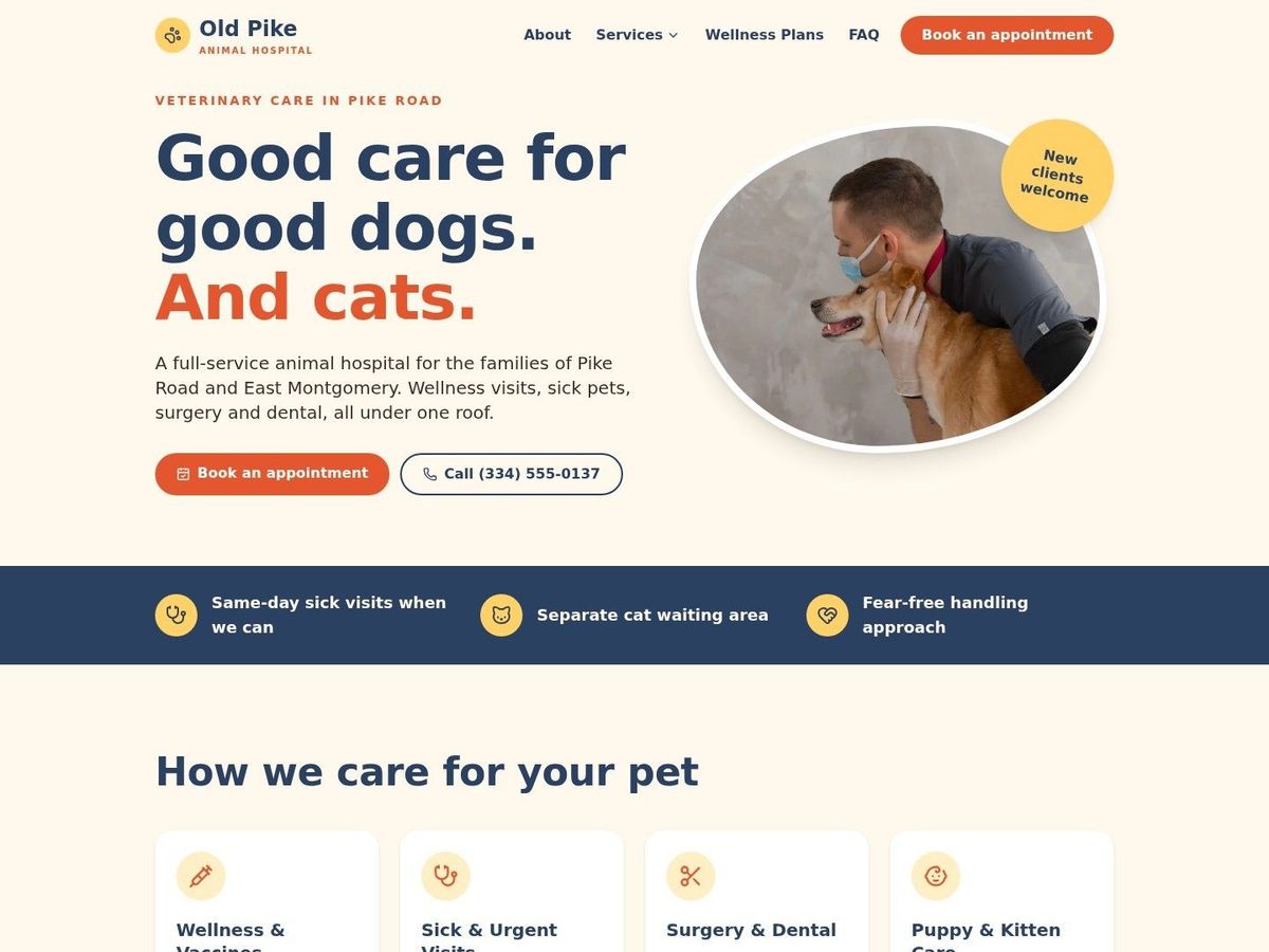 Good Boy demo site home page for Veterinary Clinics