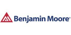 Benjamin Moore logo with red triangular icon and blue text on white background