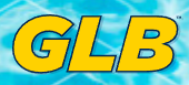 Yellow “GLB” letters on a blue sky background