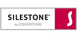 Silestone by Cosentino logo with black text and a pink square icon with a white S