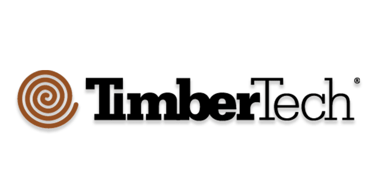 TimberTech logo with brown spiral icon and black text on white background