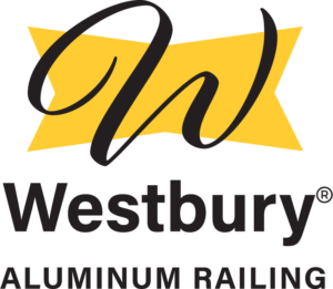 Westbury Aluminum Railing logo with black script W over a yellow ribbon shape