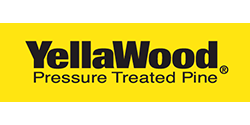 YellaWood Pressure Treated Pine logo on a yellow background