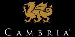 Golden dragon logo above the word “CAMBRIA” on a black background